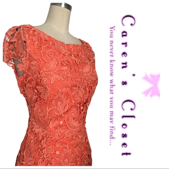Vince Camuto  Peach Lace Party Cocktail Dress - Picture 8 of 9